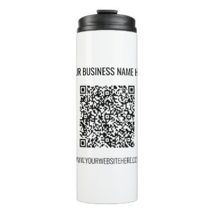 QR Code and Custom Text Professional Modern  Thermal Tumbler