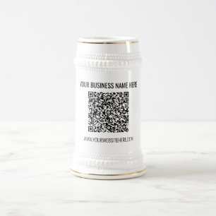 QR Code and Custom Text Professional Personalised  Beer Stein