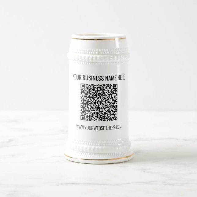 QR Code and Custom Text Professional Personalised  Beer Stein (Center)