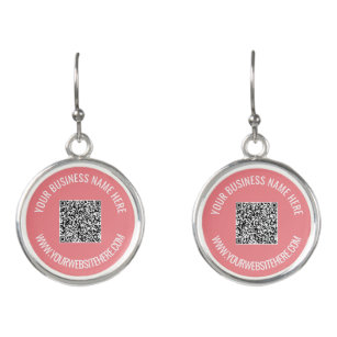 QR Code and Custom Text Professional Personalised  Earrings