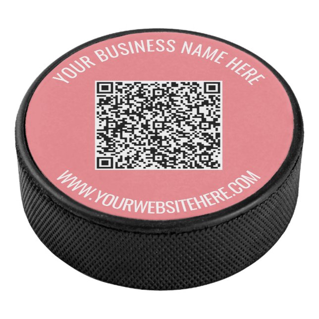 QR Code and Custom Text Professional Personalised Hockey Puck (3/4)