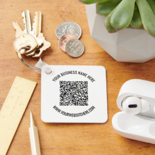 QR Code and Custom Text Professional Personalised  Key Ring
