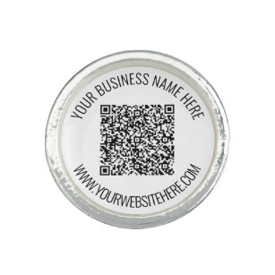 QR Code and Custom Text Professional Personalised  Ring