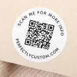 QR code and custom text round Sticker<br><div class="desc">Round stickers with your QR code and custom text.  Change fonts and colours,  move and resize elements with the design tool. Follow us on Facebook: @businessstationery for more products,  news,  sales and more.</div>