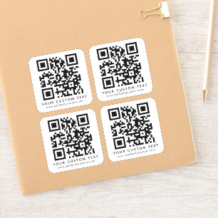 QR code and custom text square vinyl Sticker