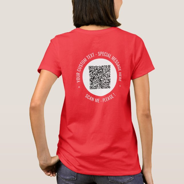 QR Code and Custom Text T-Shirt Personalised (Back)