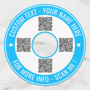 QR Code and Custom Text Wine Glass Tag Your Colour