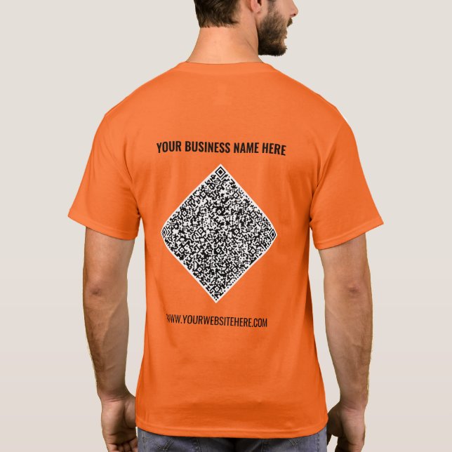QR Code and Custom Text Your Business T-Shirt (Back)