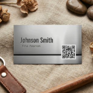 QR Code and Stainless Steel - Brushed Metal Look Business Card