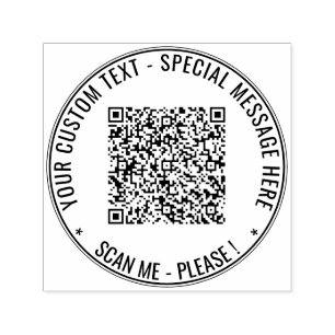 QR Code and Text Round Self-inking Stamp Example