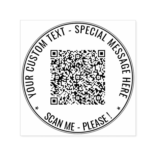 QR Code and Text Round Self-inking Stamp Example (Design)