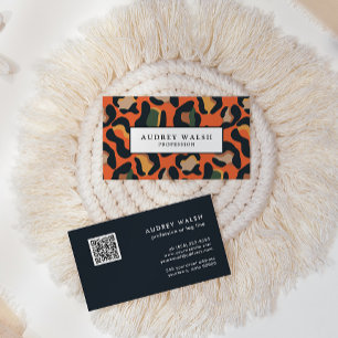 QR CODE Animal Skin Leopard spot earth colours Business Card