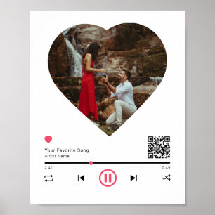 QR Code Any Song Custom Couple Anniversary HePhoto Poster