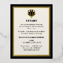 QR Code Art Deco Monogram Black Wedding Details