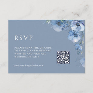 QR Code    Artistic Blue Flowers Enclosure Card