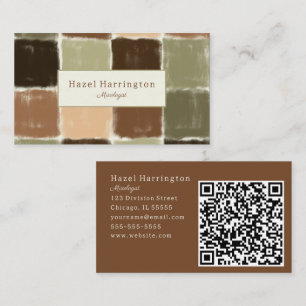 QR Code Artistic Business Card Earthy Colours