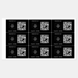 QR Code Asset Tag Property Label Black Style