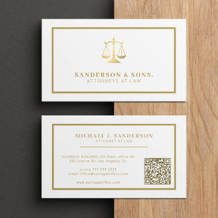 QR code attorney lawyer professional gold white Business Card