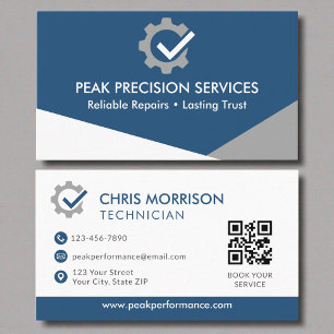 QR Code Auto Mechanic Service Repair Professional Business Card