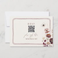 QR Code Autumn Anemone Floral Wedding RSVP