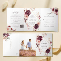 QR Code Autumn Romance Gold Geometric Wedding