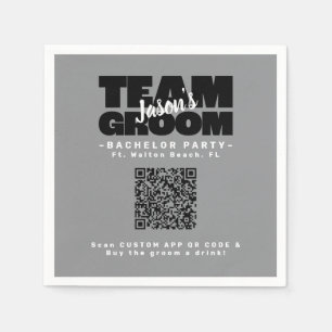 QR Code Bachelor Party Buy Drink Team Groom Brews Napkin