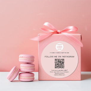 QR Code Bakery Logo Pink Business Sticker