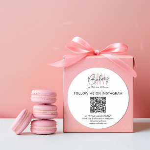 QR Code Bakery Monogram Logo Business Sticker