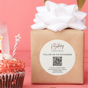 QR Code Bakery Monogram Logo Business Sticker
