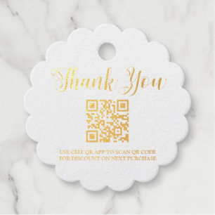 *~* QR Code Barcode - Business Thank You Gold Tag