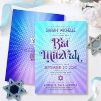 QR Code Bat Mitzvah Retro Blue Purple Gradient Fun