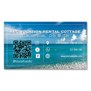 QR Code Beach Elegant Spa Travel  Magnetic Business Card