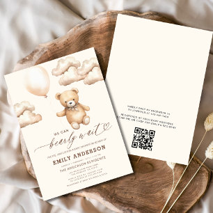 QR Code Bearly Wait Gender Neutral Baby Shower Invitation