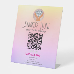 QR Code Beauty Salon Modern Minimalist Pedestal Sign