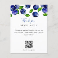 QR Code Berry First Birthday Blueberry Thank you