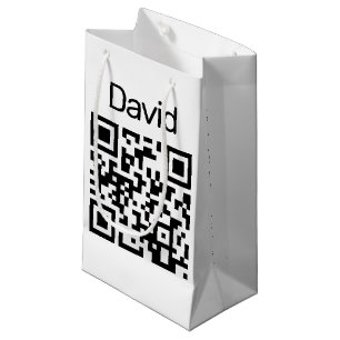 QR code Birthday On White Small Gift Bag