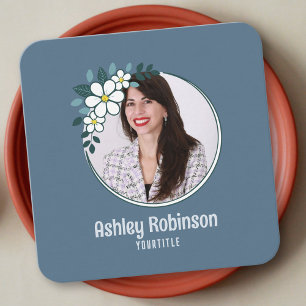 QR code bisuness card with photo, cloudy blue cute