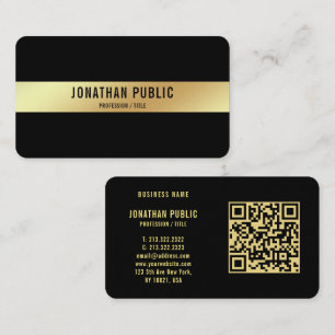 QR Code Black And Gold Elegant Template Luxury Business Card