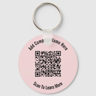 QR Code Black and Light Pink Business Template Key Ring