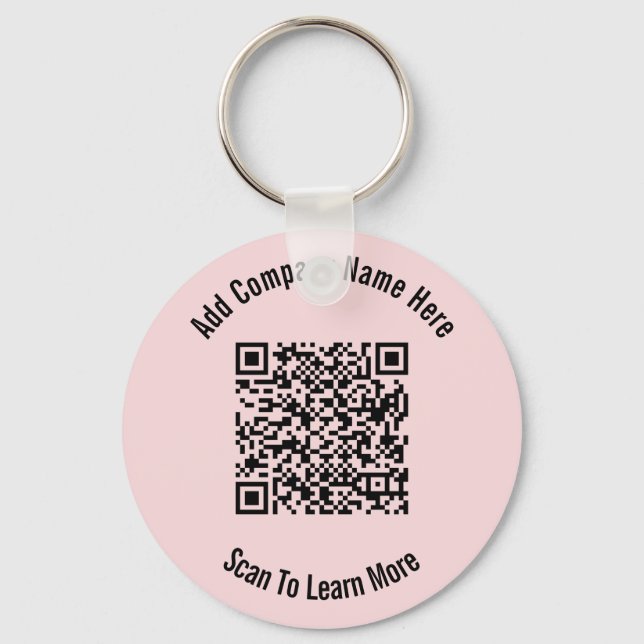 QR Code Black and Light Pink Business Template Key Ring (Front)
