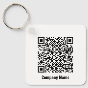 QR Code Black and White Business Template Key Ring