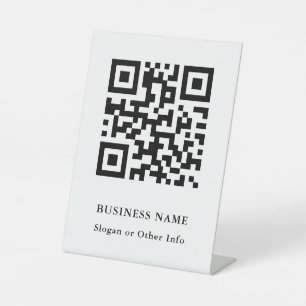 QR Code Black and White Modern Business Pedestal Sign