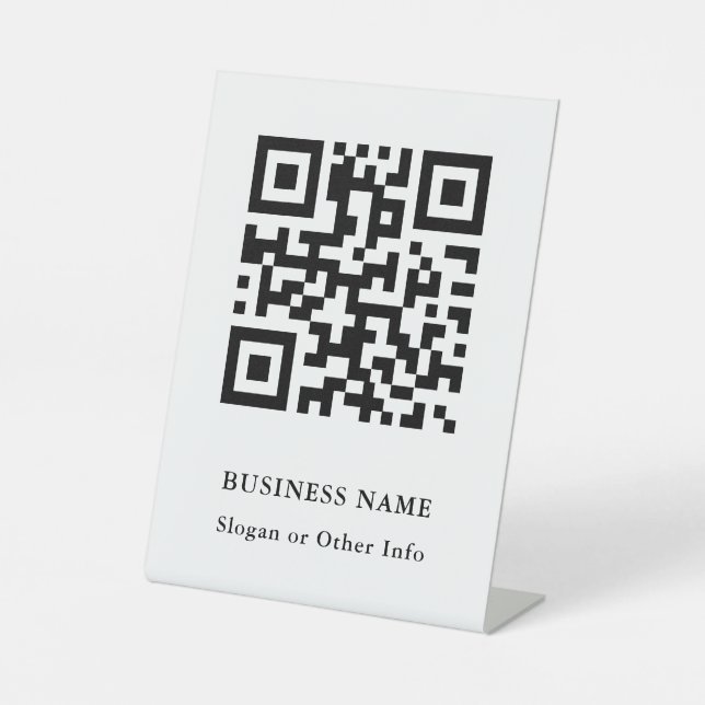 QR Code Black and White Modern Business Pedestal Sign (Front)