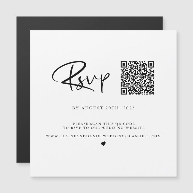 QR Code Black and White Photo RSVP Card (Front/Back)