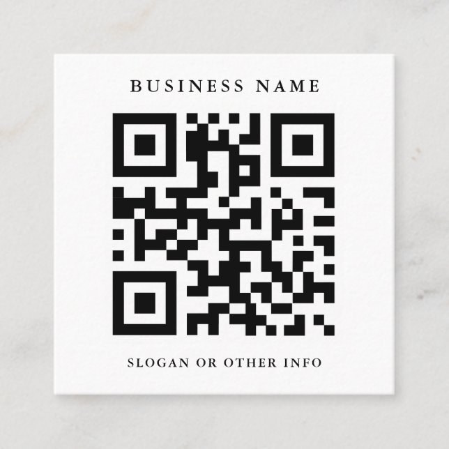 QR Code Black and White Square Business Card (Front)