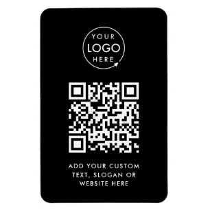 QR Code Black Business Logo Professional Modern Magnet