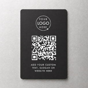 QR Code Black Business Logo Professional Modern Magnet