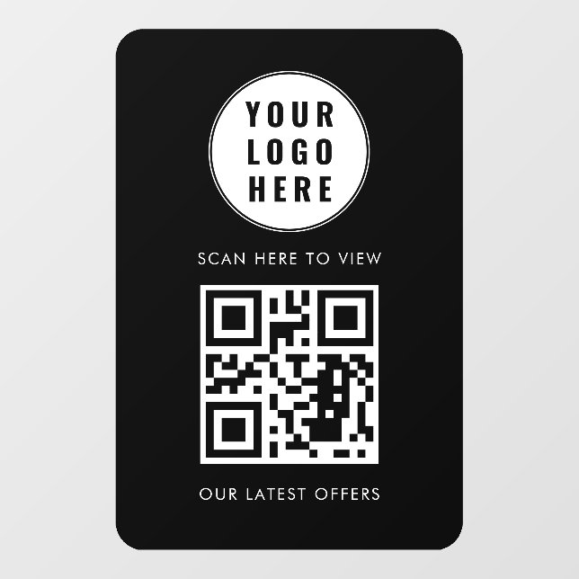 QR Code Black Business Logo Scan Here Modern (Sheet)
