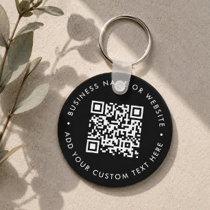 QR Code Black Business Modern Budget Round Key Ring