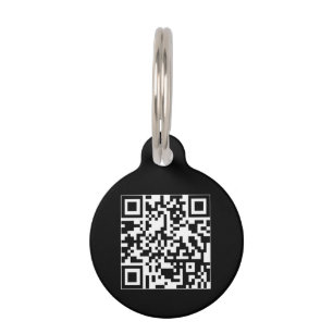 QR Code black custom contact Info dog cat Pet Tag